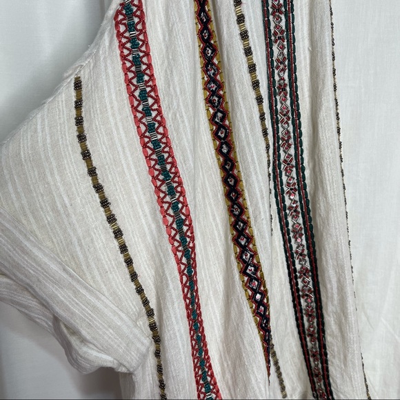 Zara Embroidered Beaded Linen Jacket Boho XS-S - Picture 5 of 8